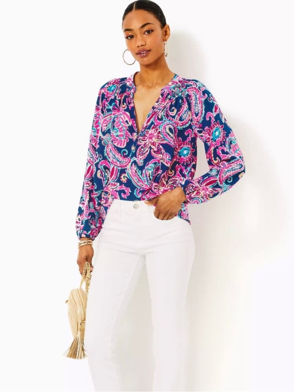 Lilly Pulitzer Elsa Silk Top Multi Flitting About Size XL
